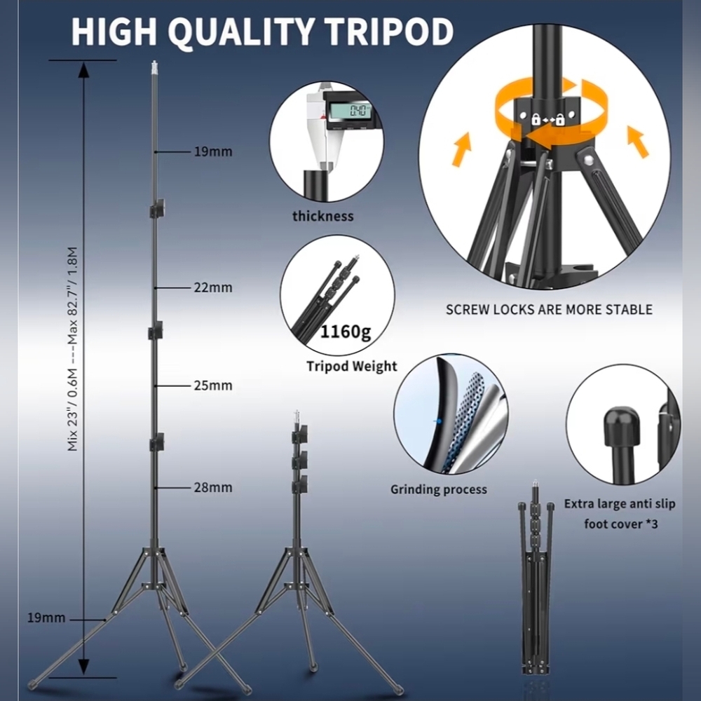13" XL Ring Light 55W 72" Tripod Stand Full-Screen Selfie Ring Light  Remote NIB - Picture 6 of 11
